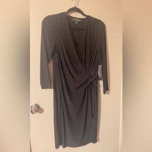 Black Label Black Faux-Wrap Dress with Side Knot